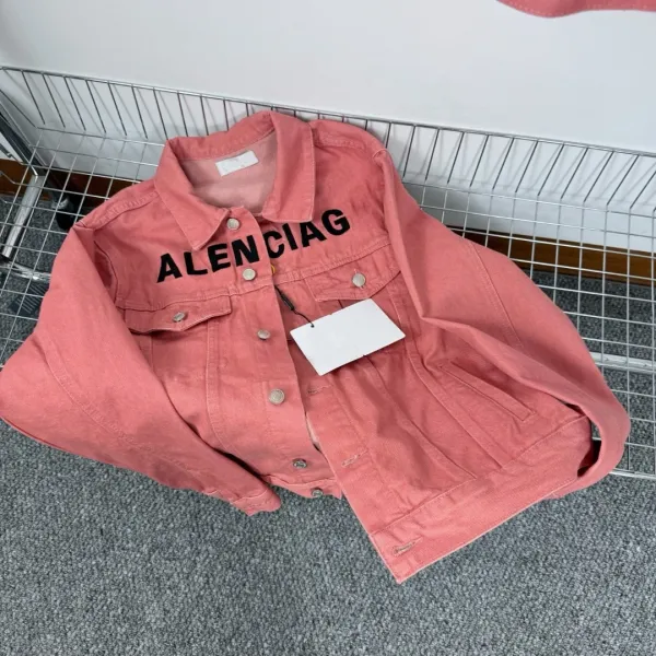 Balenciaga Logo Print Black Denim Jacket - 8