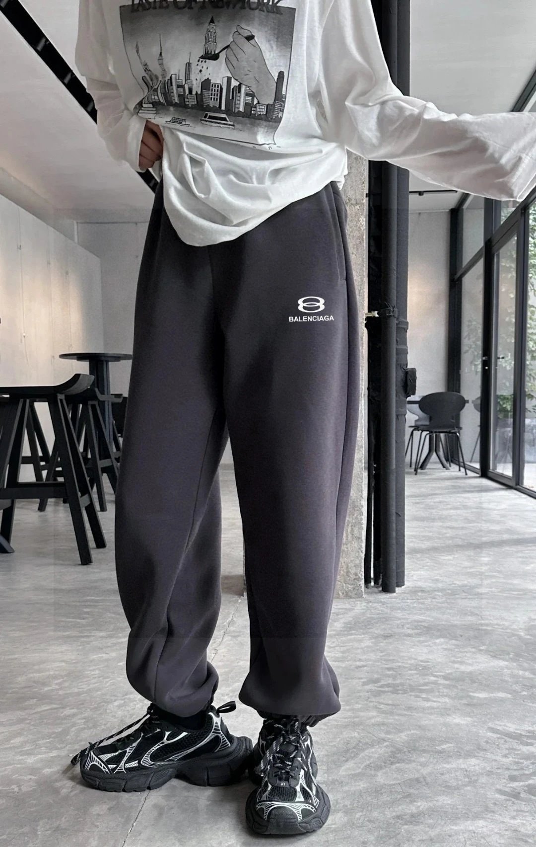 Letter Embroidered Casual Joggers photo 3