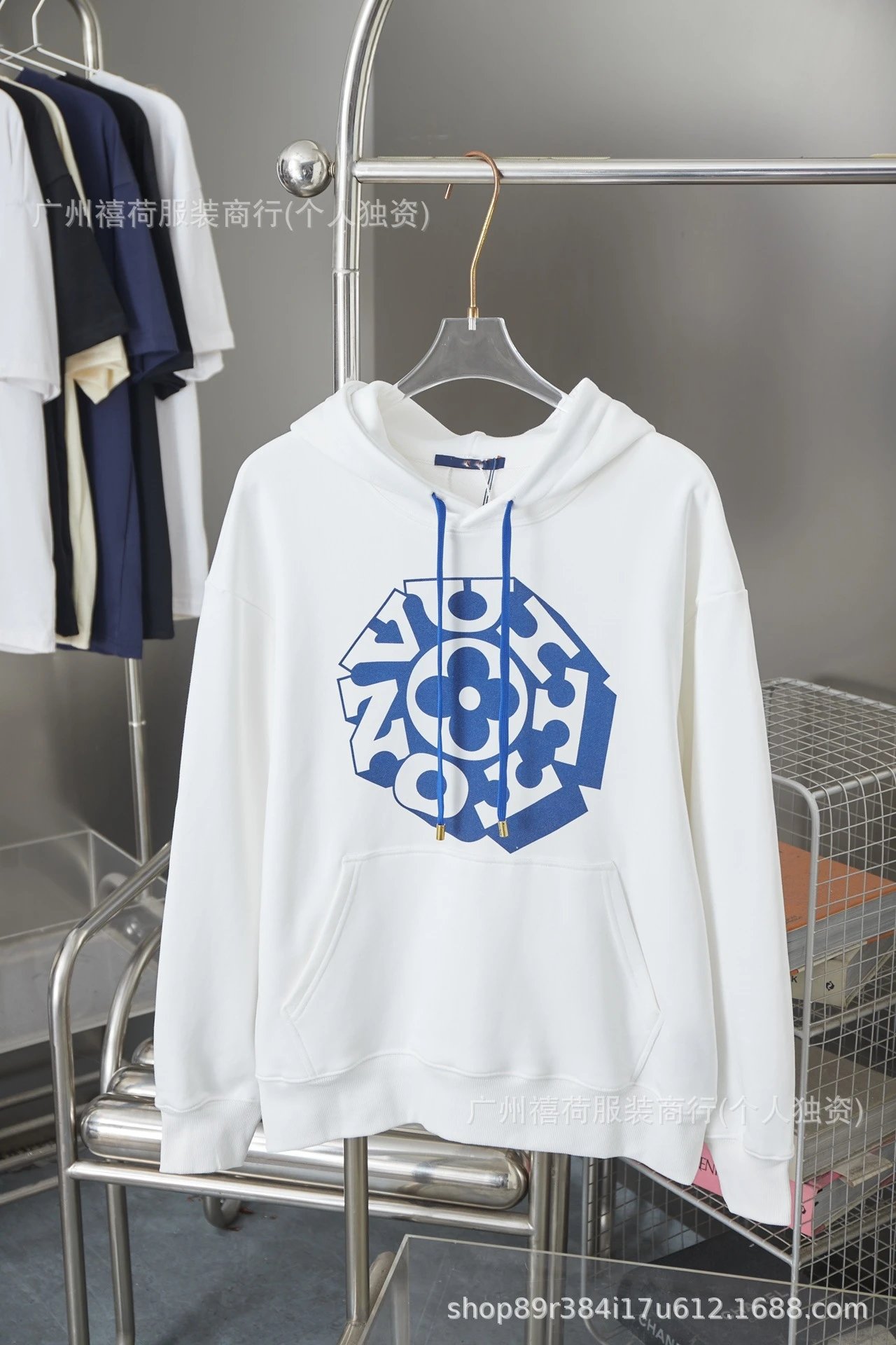 Louis Vuitton Monogram Hexagon Print White Hoodie - 1