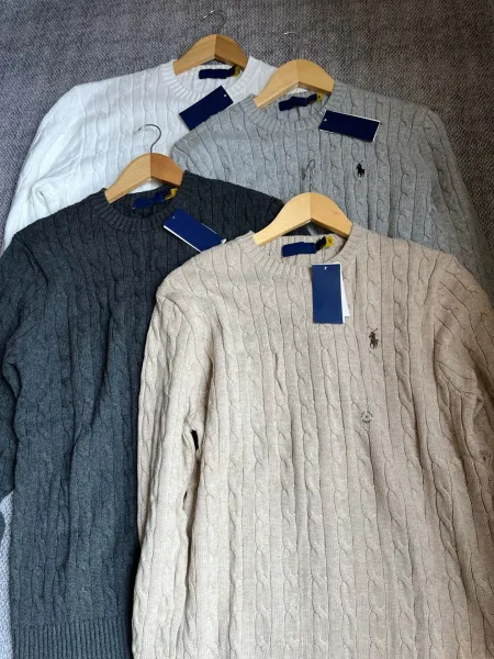 Polo Ralph Lauren Cable Knit Crewneck Sweater Gray - 5
