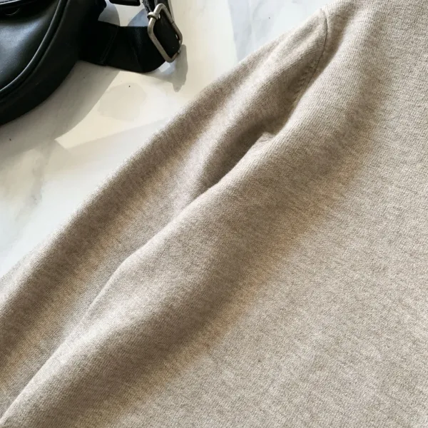 Design Beige Mock Neck Knit Sweater - 13