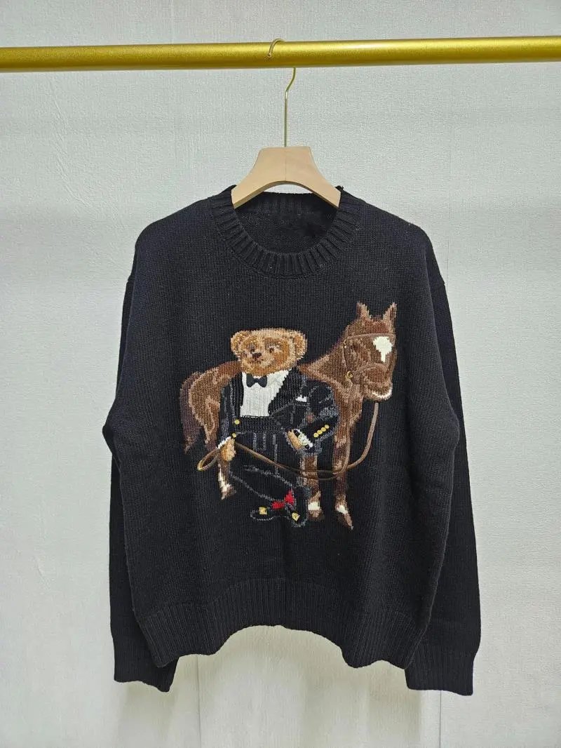 Polo Ralph Lauren Bear Riding Horse Knit Sweater Red - 8