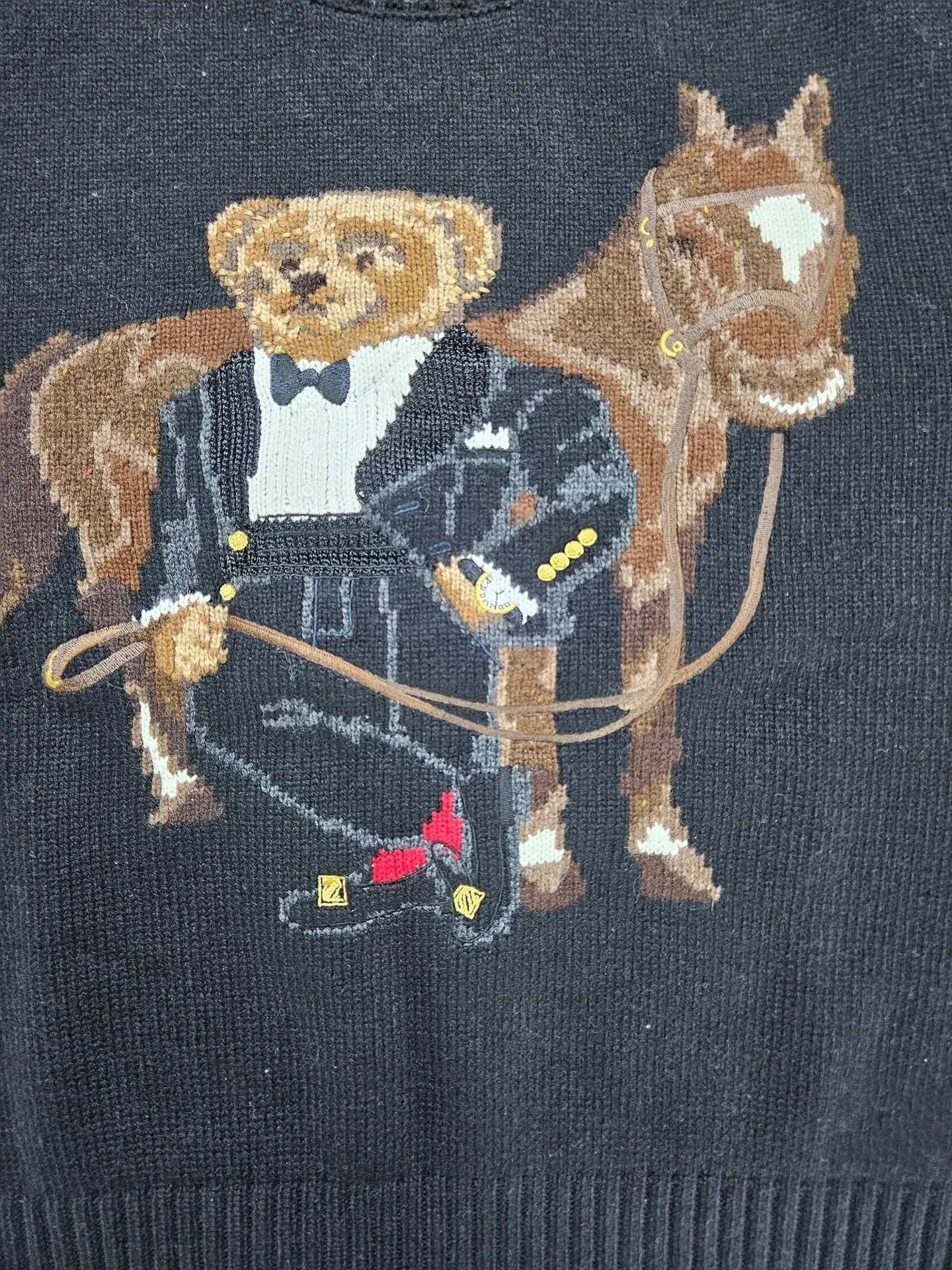 Polo Ralph Lauren Bear Riding Horse Knit Sweater Red - 10