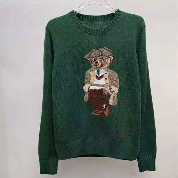 Polo Ralph Lauren Bear Embroidered Green Sweater - 1