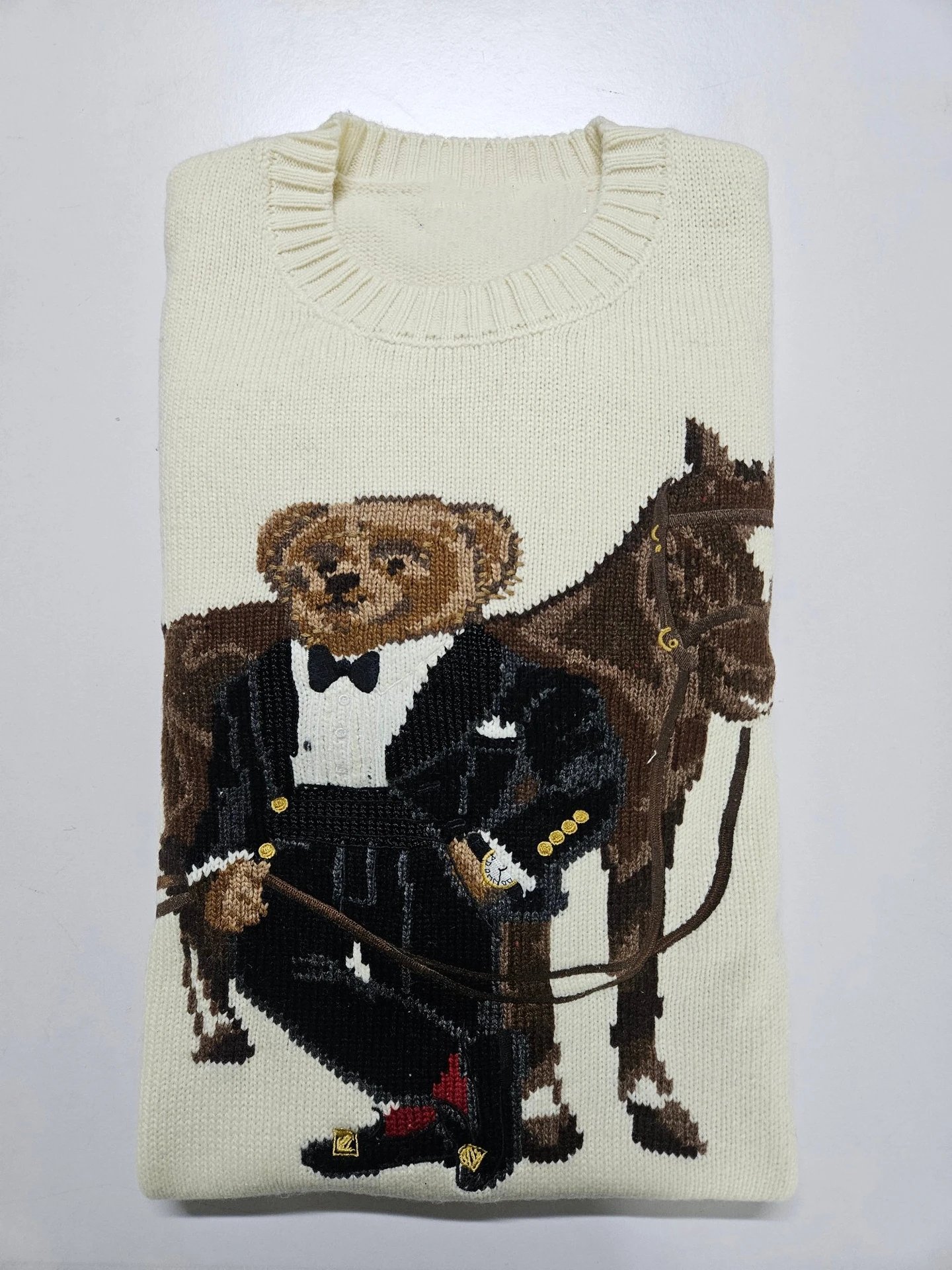Polo Ralph Lauren Bear Riding Horse Knit Sweater Red - 12