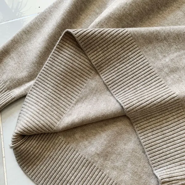 Design Beige Mock Neck Knit Sweater - 14