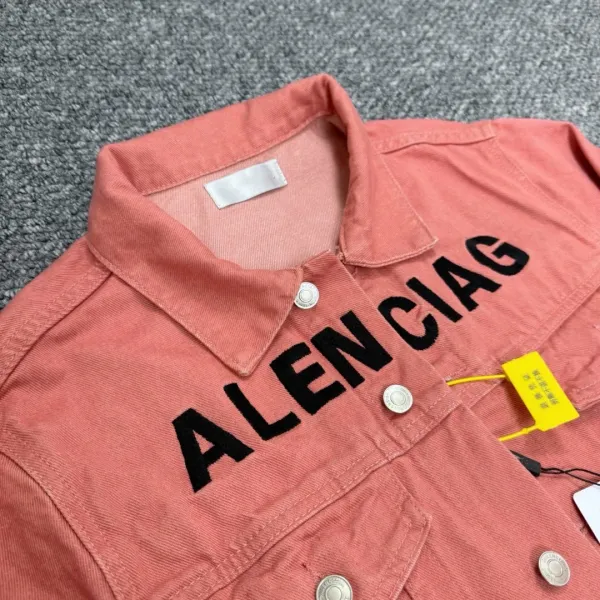 Balenciaga Logo Print Black Denim Jacket - 6