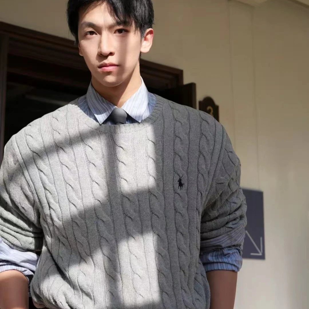 Ralph Lauren Cable Knit Beige Gray Tan White Navy Classic Sweater