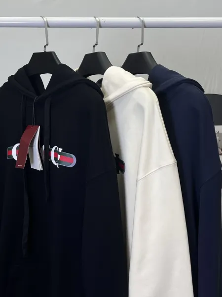 Gucci Logo Print Hoodie Gray - 6