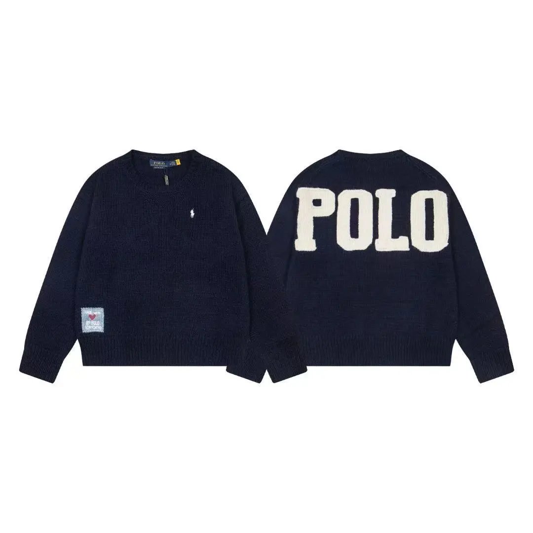 Vintage Preppy Embroidered Logo Oversized Sweater