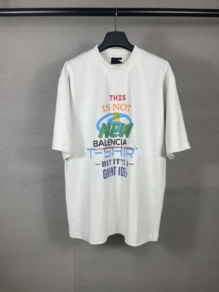 Balenciaga Distressed Gothic Print White T-Shirt - 9