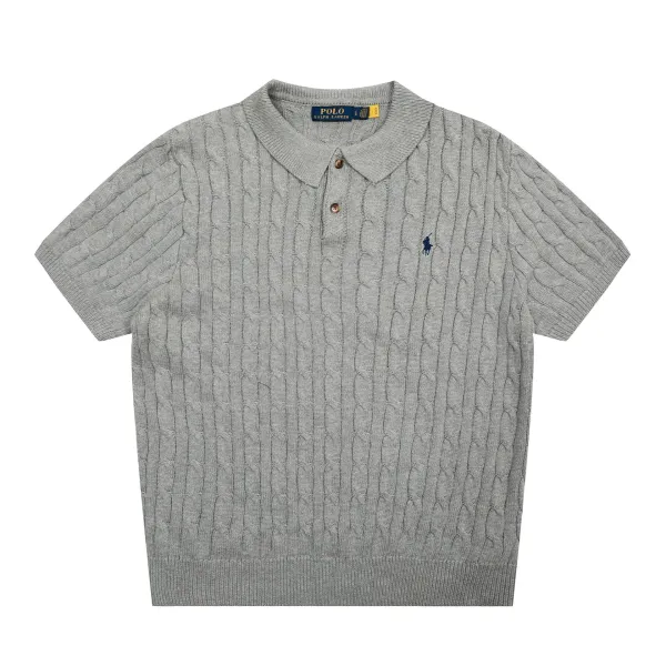 Polo Ralph Lauren Cable Knit Polo Gray Sweater - 1