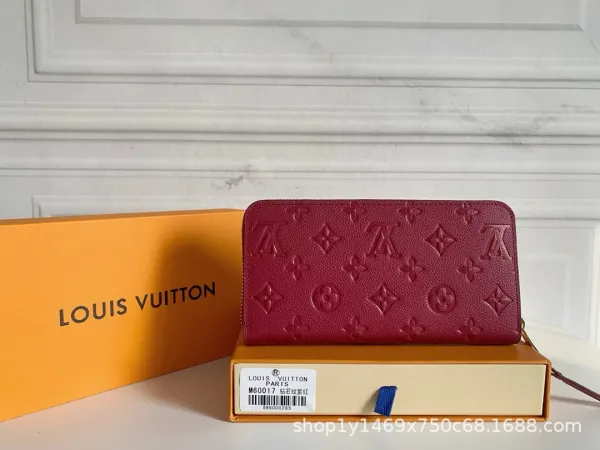 Louis Vuitton Monogram Empreinte Zippy Wallet Burgundy Long Wallet - 1