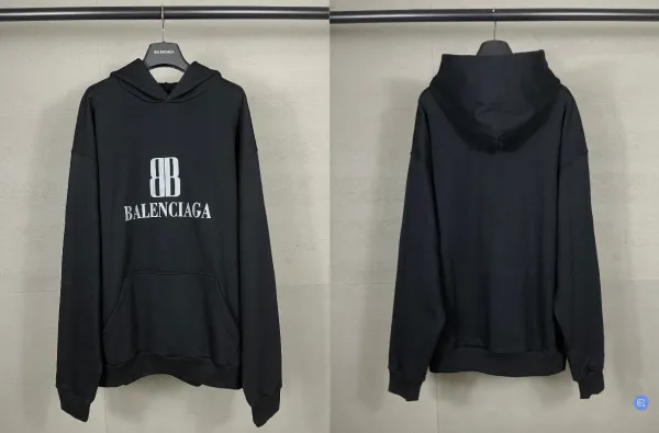 Balenciaga BB Logo Hoodie Black - 1