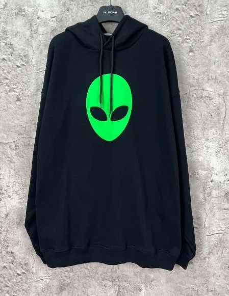 Balenciaga Alien Head Hoodie Black - 1