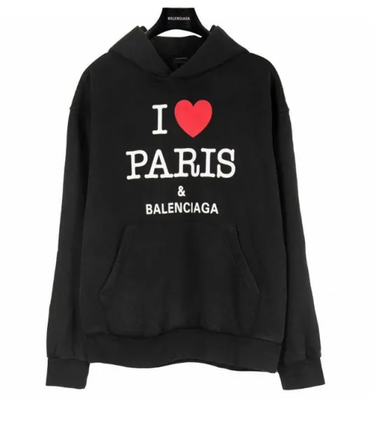 Balenciaga I Love Paris Hoodie Black - 1