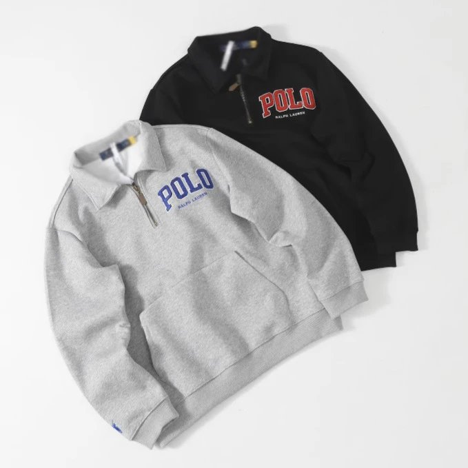 Polo Ralph Lauren Gray Black Half-Zip Collar Sweatshirt