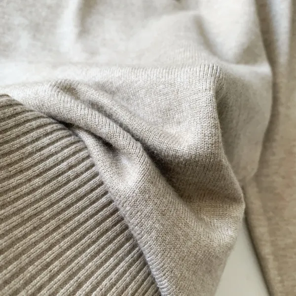 Design Beige Mock Neck Knit Sweater - 15