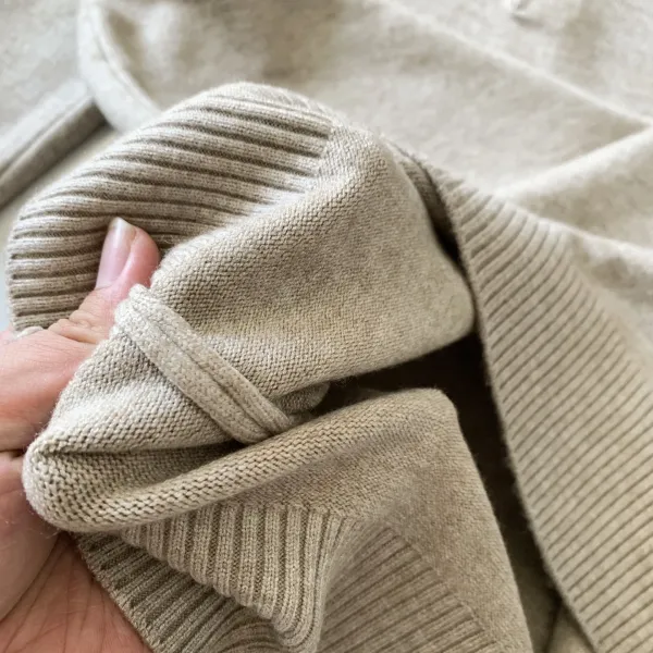 Design Beige Mock Neck Knit Sweater - 16