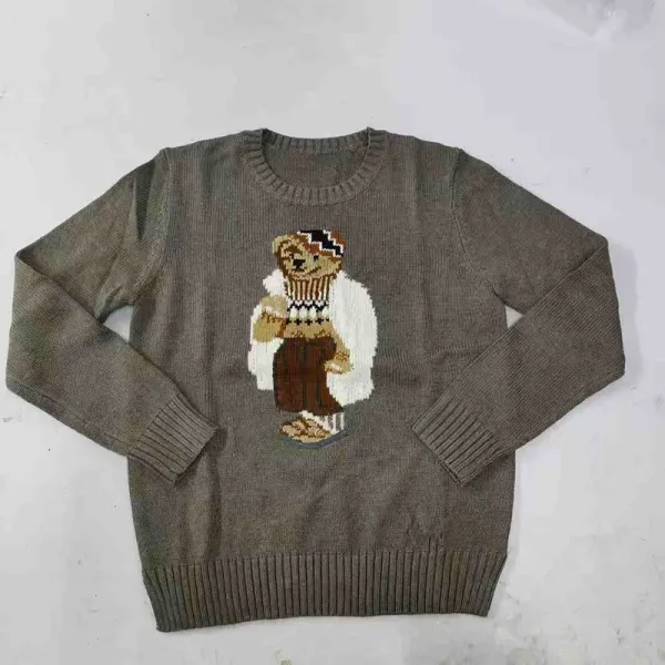 Polo Ralph Lauren Bear Intarsia Knit Sweater Gray - 1