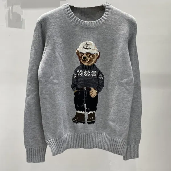 Polo Ralph Lauren Bear Knit Sweater Gray - 1