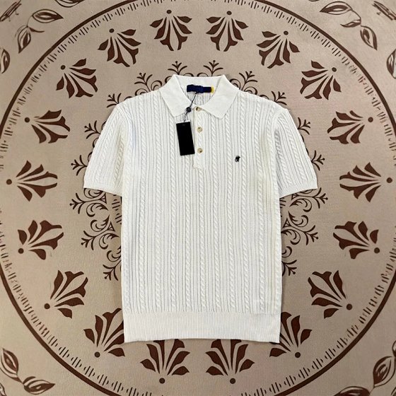 Pony Embroidery Polo Fine Fried Dough Twists Knit Shirt Male Summer Couple Short Sleeve Button Breathable T-shirt Female