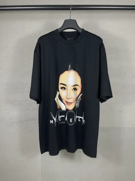 Balenciaga Distressed Gothic Print White T-Shirt - 26