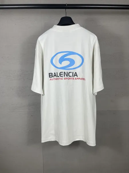 Balenciaga Distressed Gothic Print White T-Shirt - 11