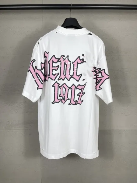 Balenciaga Distressed Gothic Print White T-Shirt - 1