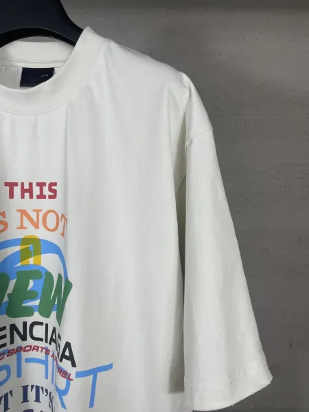 Balenciaga Distressed Gothic Print White T-Shirt - 10