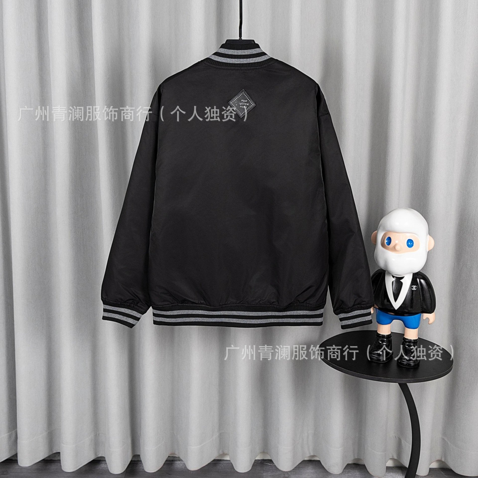 Design Satin Bomber Jacket with Embroidered Graphic Black Outerwear - 20