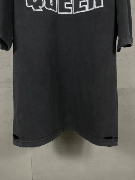 Balenciaga Distressed Gothic Print White T-Shirt - 14