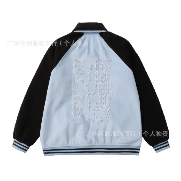 Design Satin Bomber Jacket with Embroidered Graphic Black Outerwear - 28
