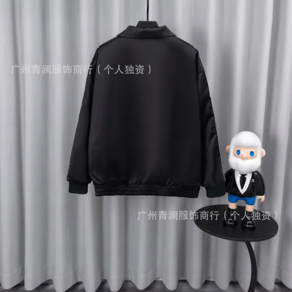 Design Satin Bomber Jacket with Embroidered Graphic Black Outerwear - 22