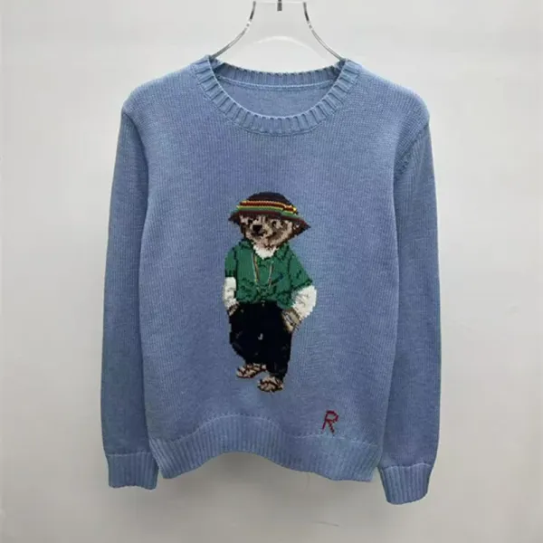 Polo Ralph Lauren Bear Knit Sweater Light Blue - 1