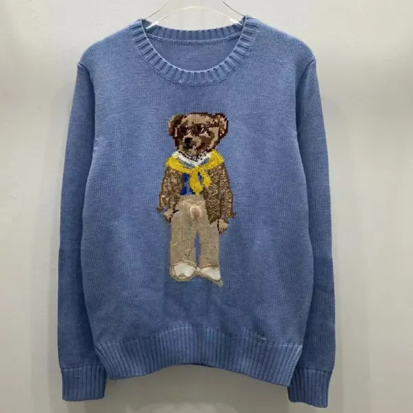 Polo Ralph Lauren Bear Embroidered Sweater Blue - 1