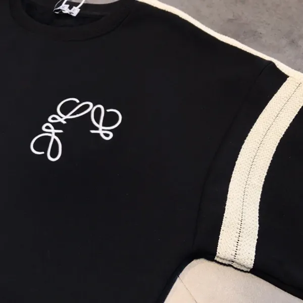 Design Embroidered Stripe Sweatshirt Black / White Sweater - 9