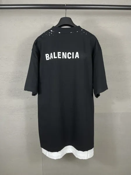Balenciaga Distressed Gothic Print White T-Shirt - 19