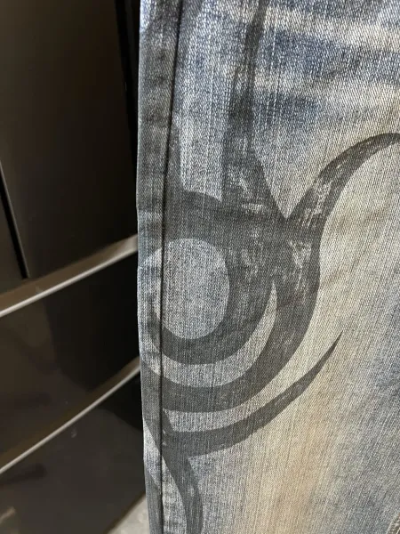 Balenciaga x Unisex Tribal Print Distressed Denim Jeans - 9
