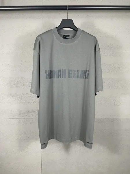 Balenciaga Distressed Gothic Print White T-Shirt - 25