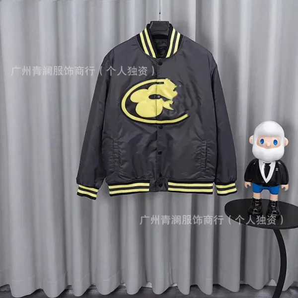 Design Satin Bomber Jacket with Embroidered Graphic Black Outerwear - 5