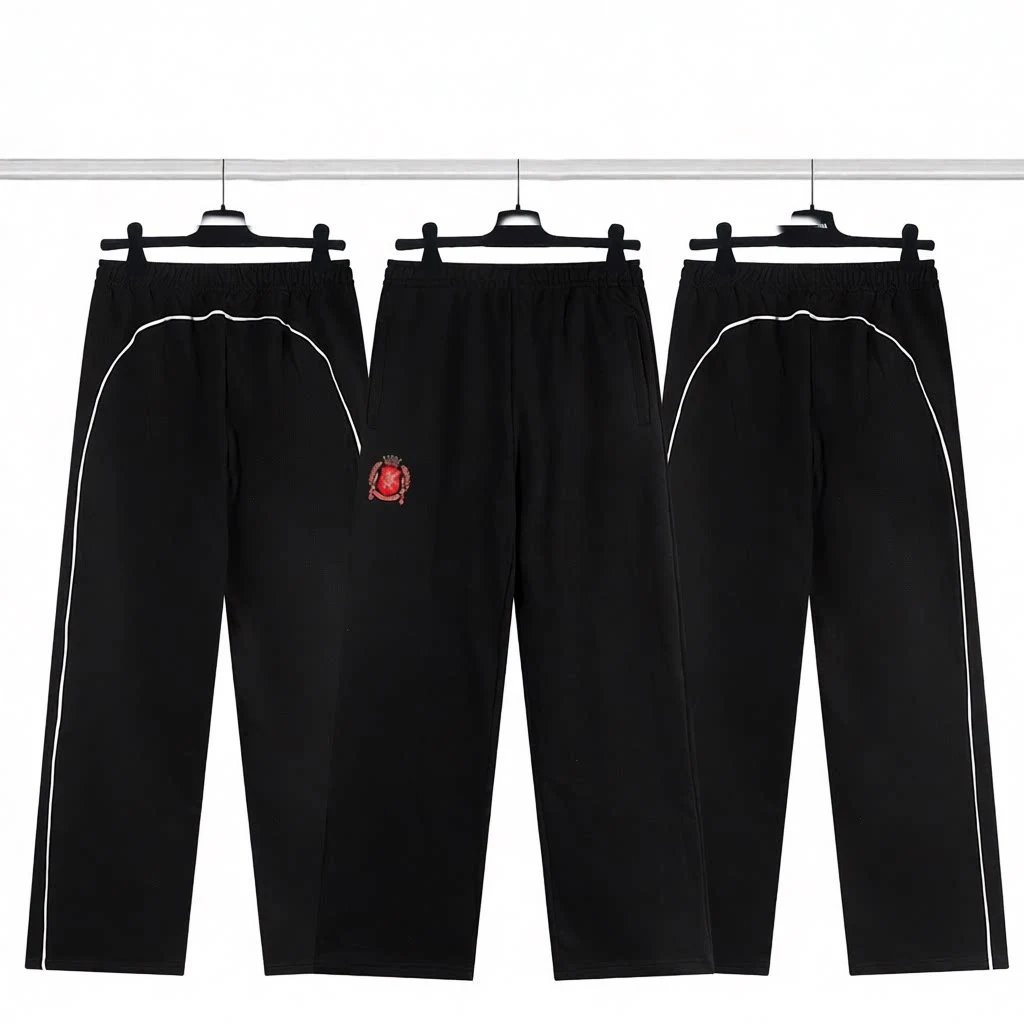 Embroidered Pants Loose Fit Couple's Pants