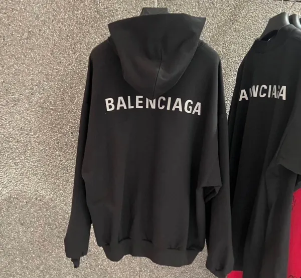 Balenciaga Logo Hoodie Black - 1