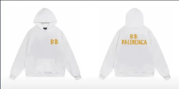 Balenciaga BB Logo Hoodie White - 1
