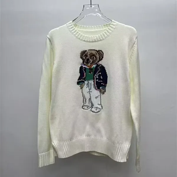 Polo Ralph Lauren Bear Embroidered Crewneck Sweater Off-White - 1