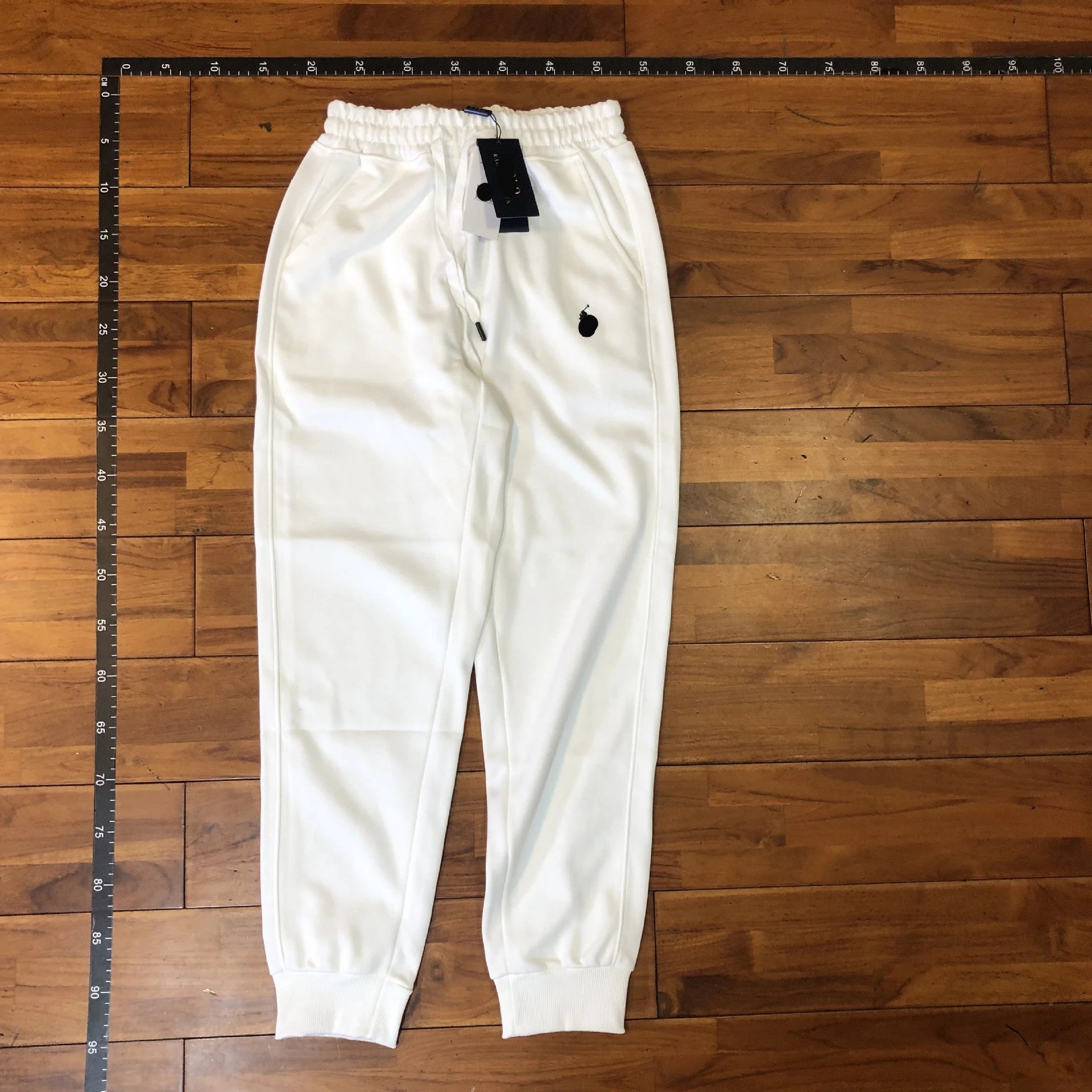 Design Minimalist Jogger Pants Navy with White Logo Sweatpants - 12