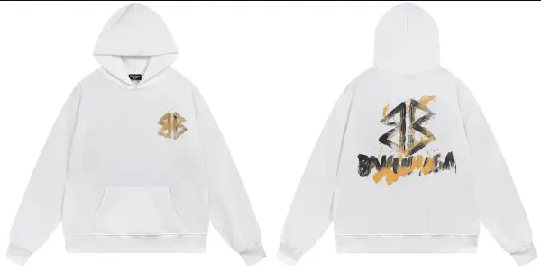 Balenciaga BB Logo Oversized Hoodie White - 1