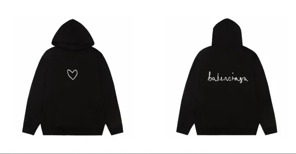 Balenciaga Heart Logo Hoodie Black - 1