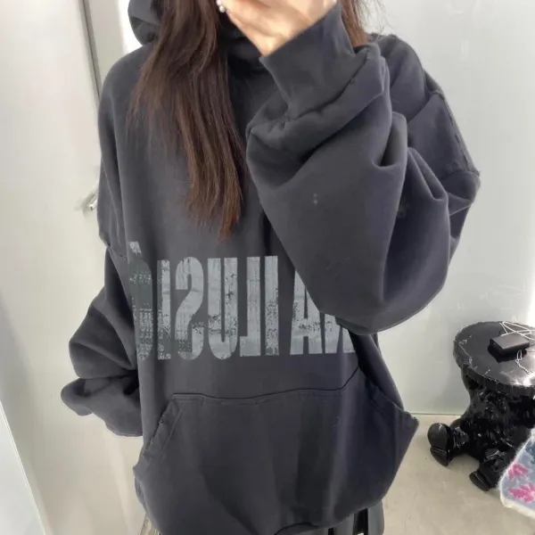 Design Distorted Script White Hoodie - 3