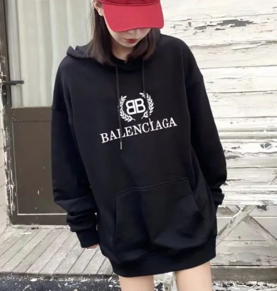 Balenciaga BB Logo Oversized Hoodie Black - 1